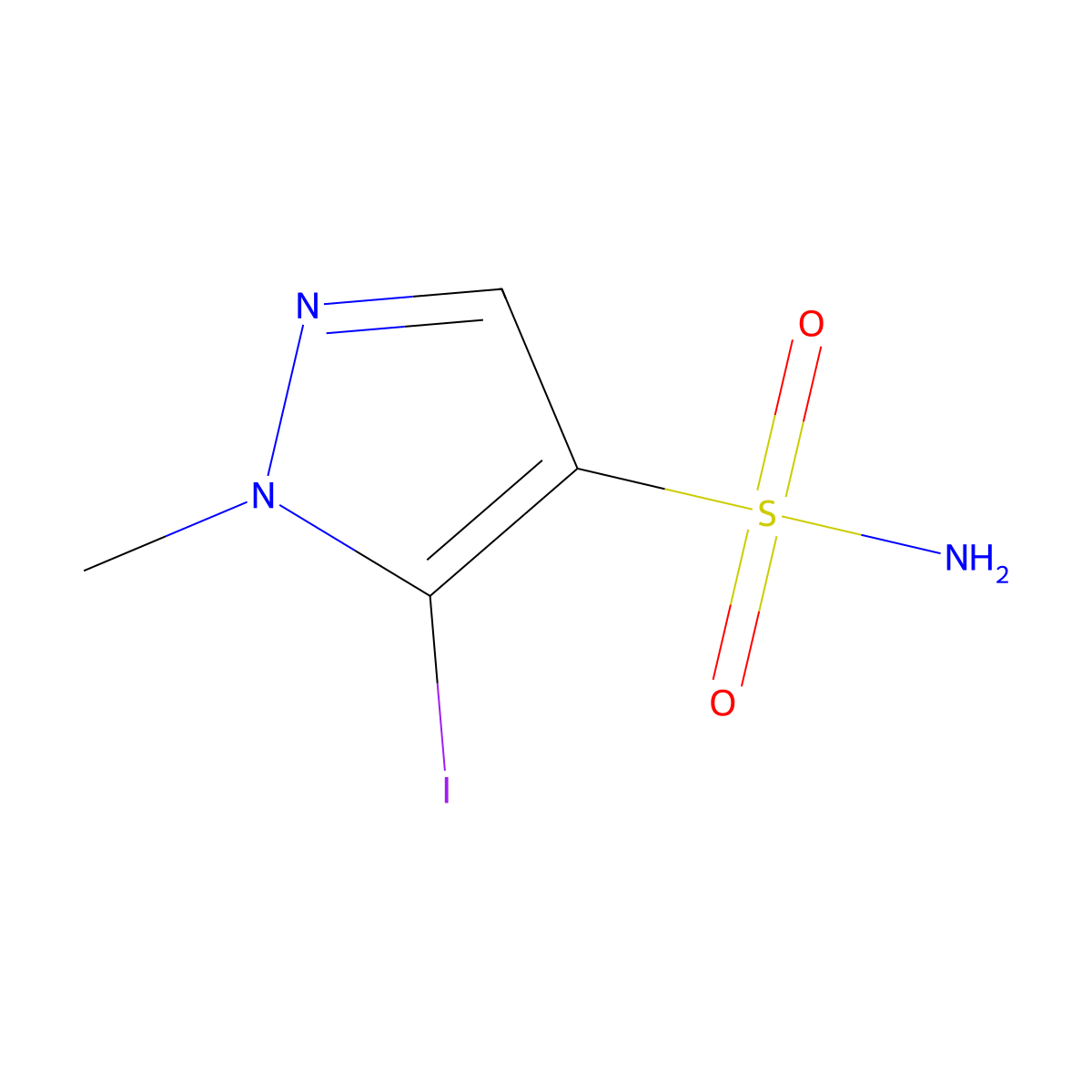 5-iodo-1-methyl-1H-pyrazole-4-sulfonamide molecular structure, CAS 1946812-68-5