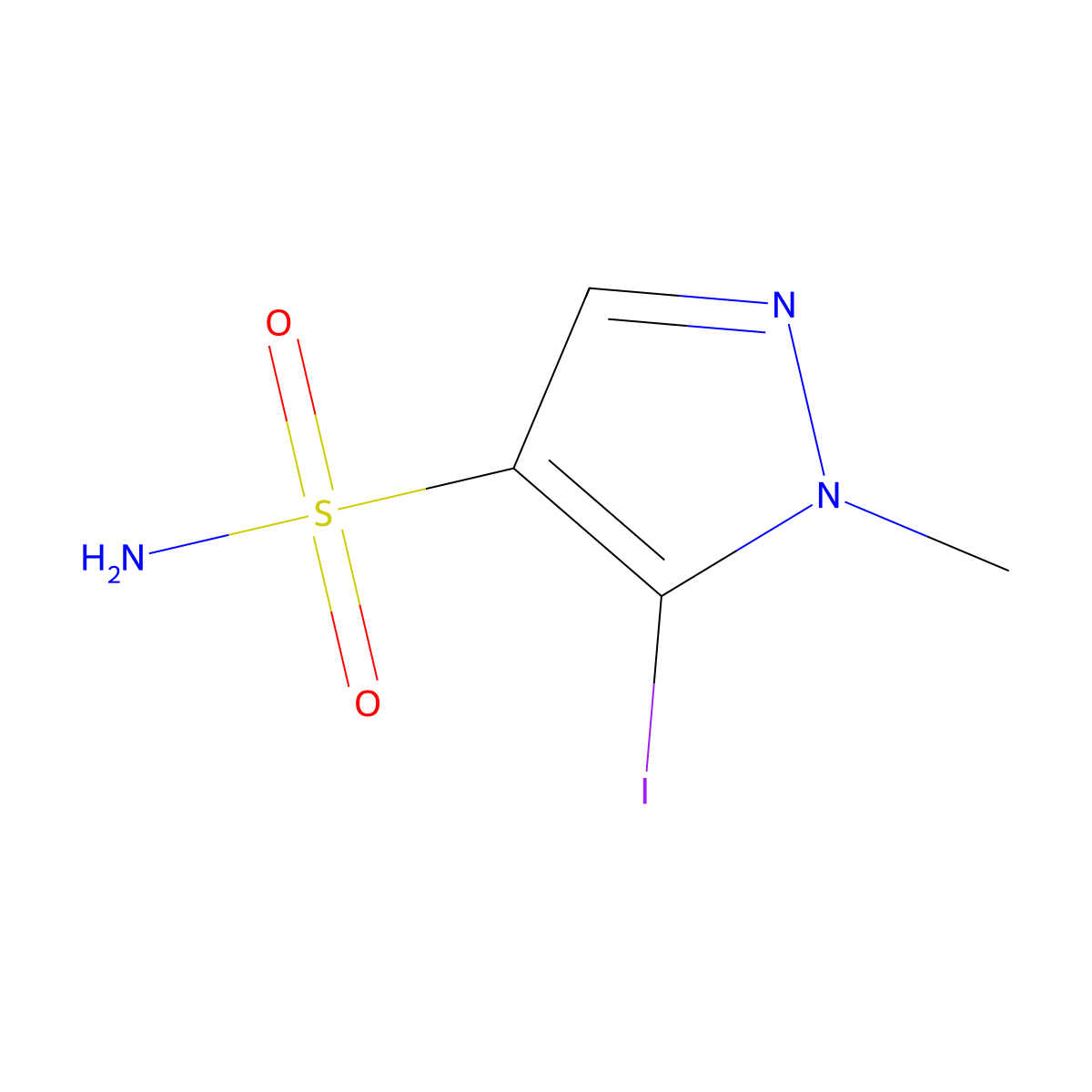 5-iodo-1-methyl-1H-pyrazole-4-sulfonamide molecular structure, CAS 1946812-68-5