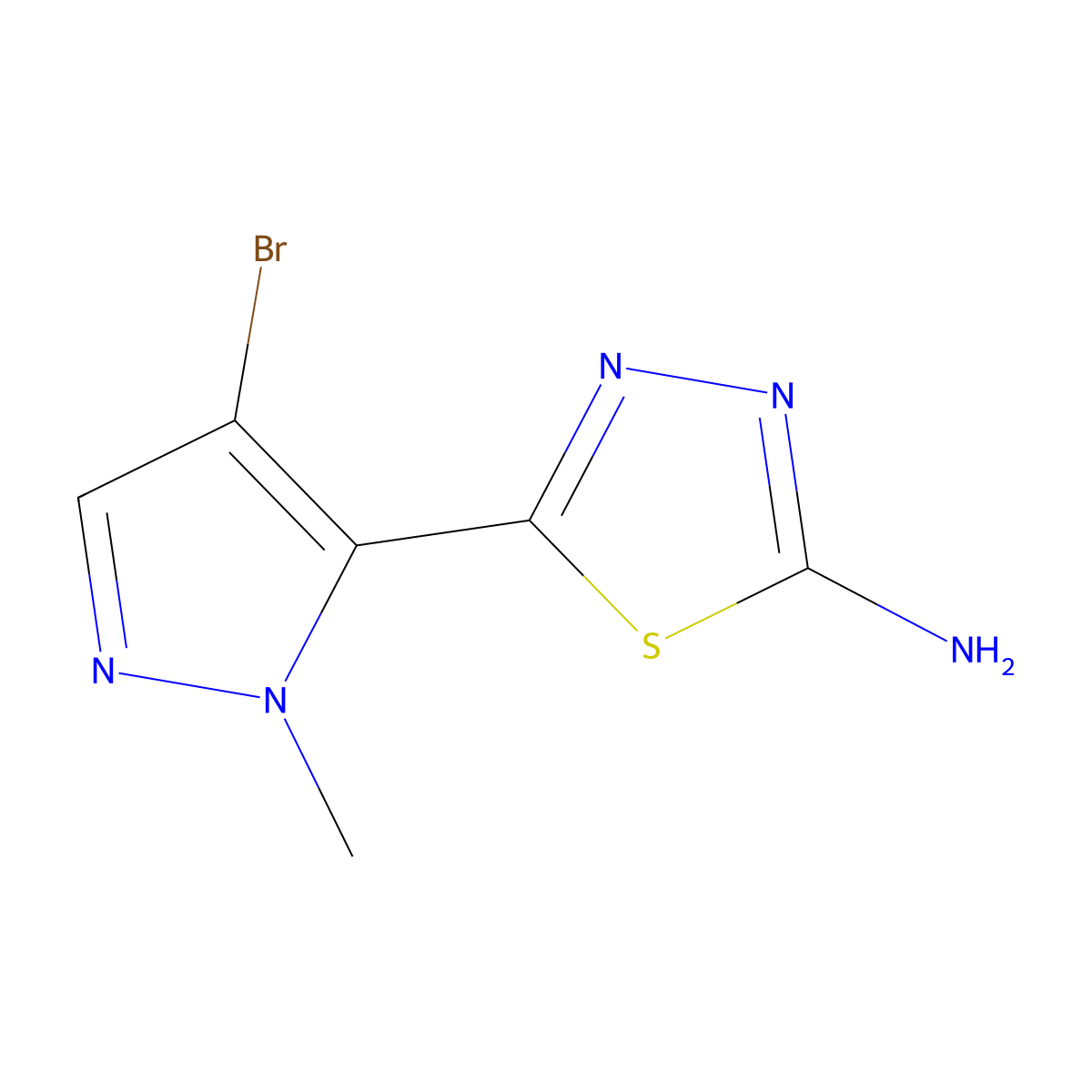 5-(4-Bromo-1-methyl-1H-pyrazol-5-yl)-1,3,4-thiadiazol-2-amine molecular structure, CAS 1946812-69-6
