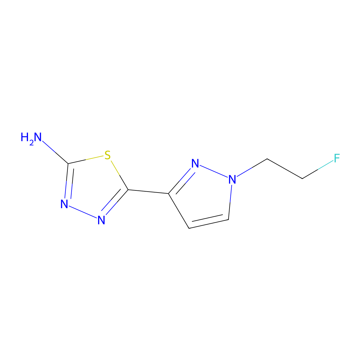 5-[1-(2-fluoroethyl)-1H-pyrazol-3-yl]-1,3,4-thiadiazol-2-amine molecular structure, CAS 1946812-74-3
