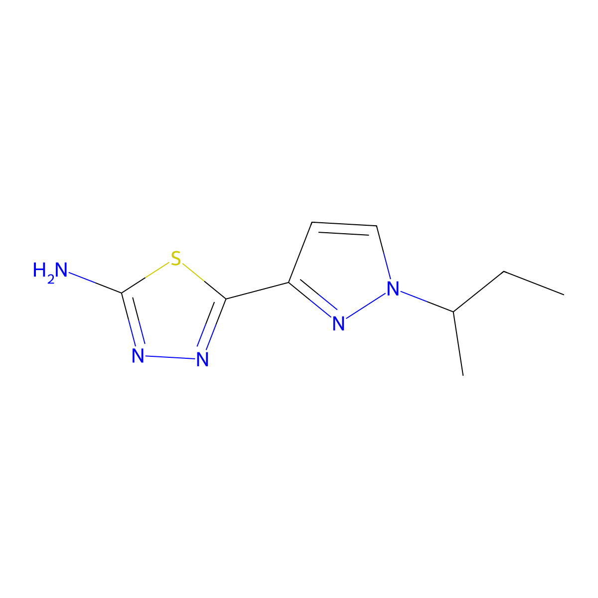 5-(1-sec-Butyl-1H-pyrazol-3-yl)-1,3,4-thiadiazol-2-amine molecular structure, CAS 1946812-76-5