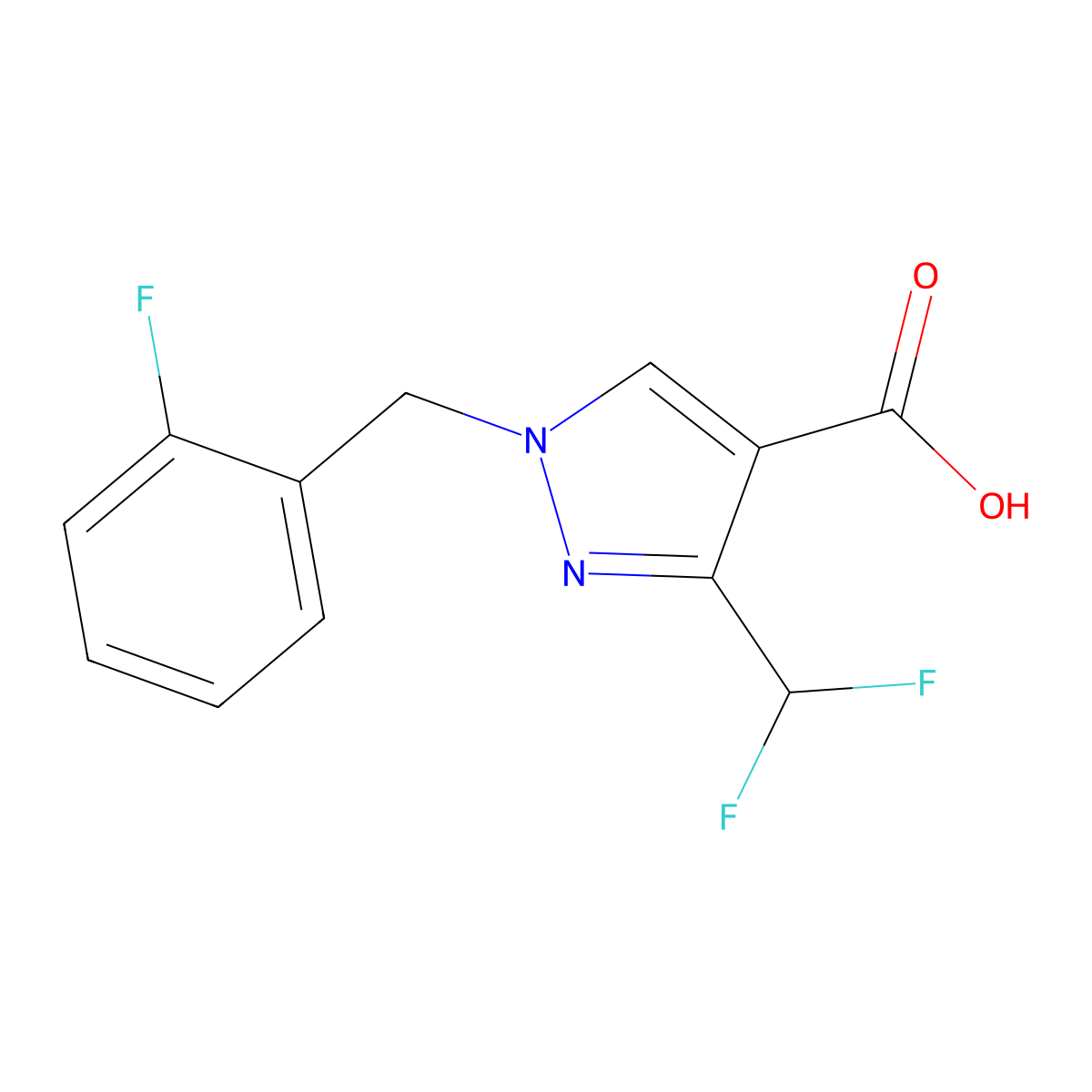 3-(Difluoromethyl)-1-(2-fluorobenzyl)-1H-pyrazole-4-carboxylic acid molecular structure, CAS 1946812-99-2