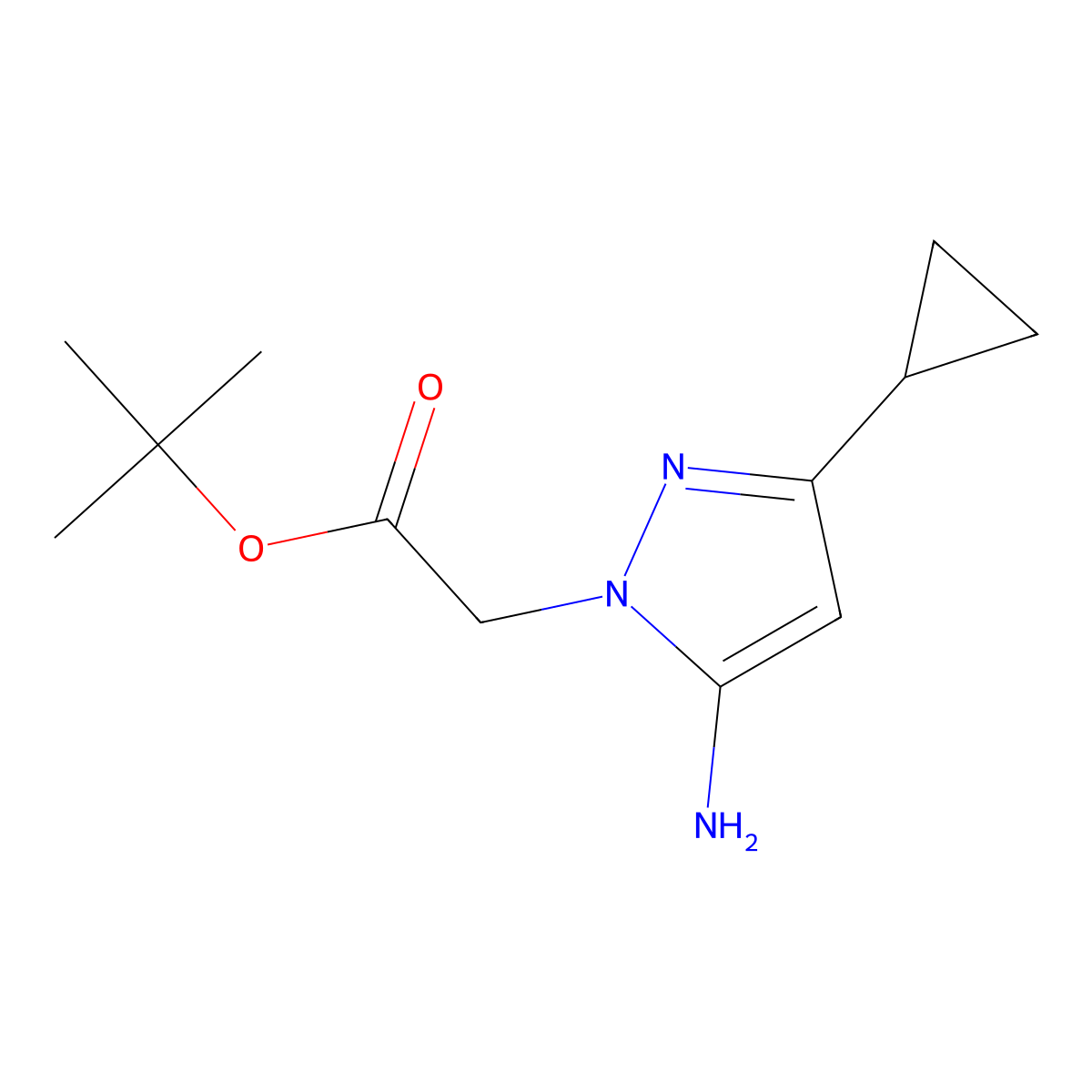 tert-butyl 2-(5-amino-3-cyclopropyl-1H-pyrazol-1-yl)acetate molecular structure, CAS 1946813-11-1