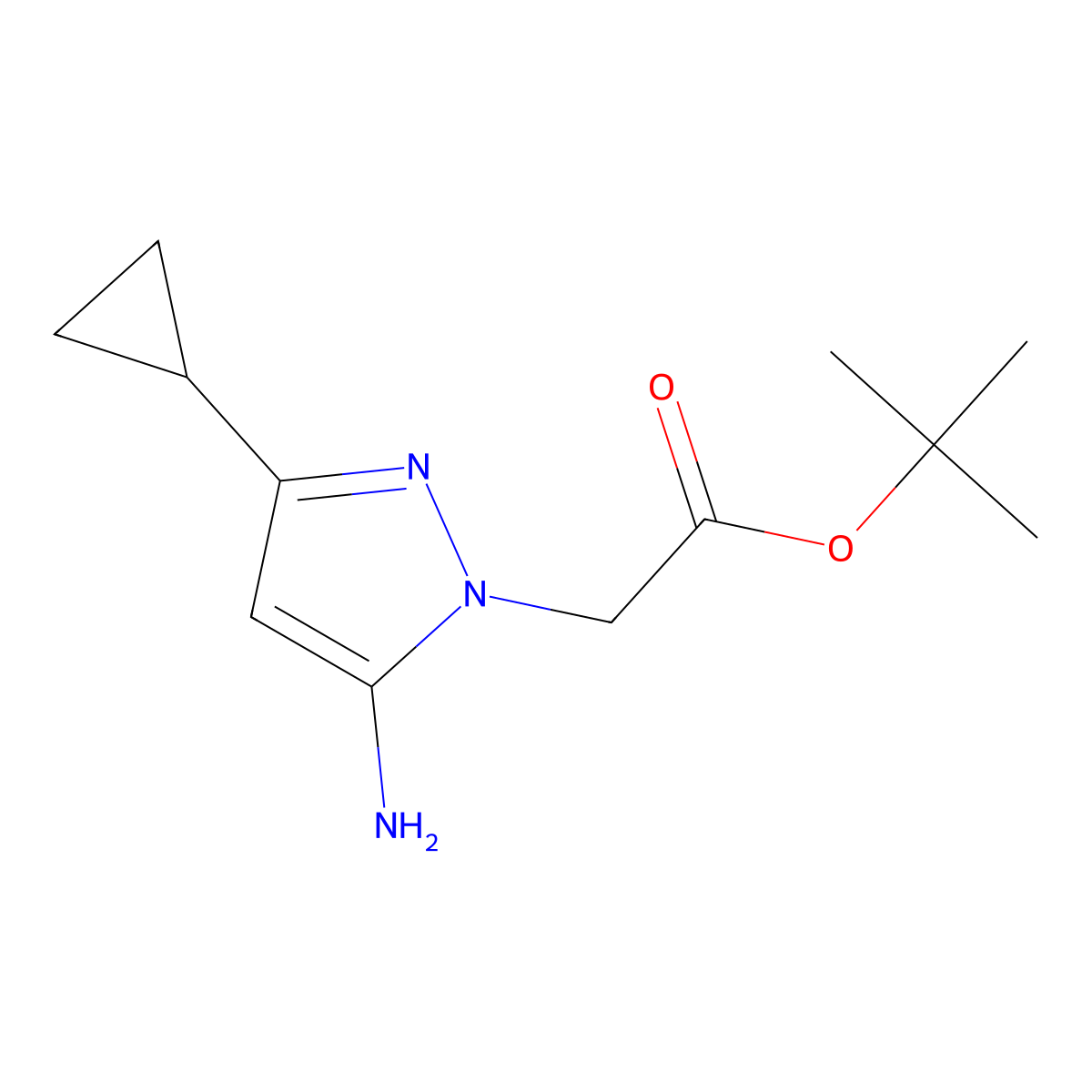 tert-butyl 2-(5-amino-3-cyclopropyl-1H-pyrazol-1-yl)acetate molecular structure, CAS 1946813-11-1