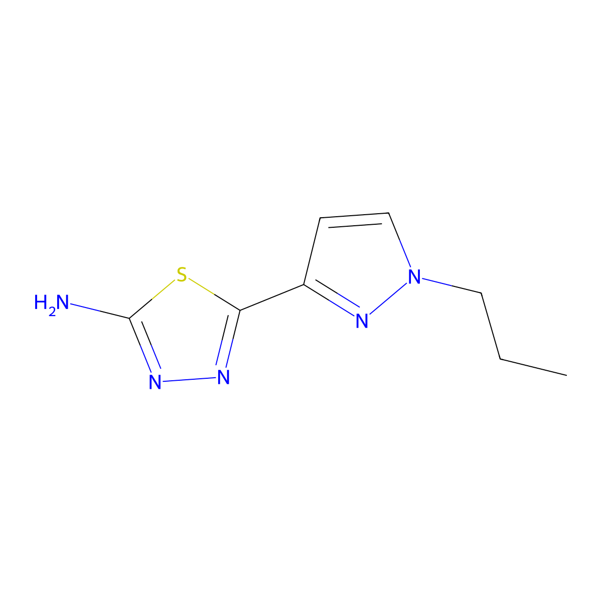 5-(1-propyl-1H-pyrazol-3-yl)-1,3,4-thiadiazol-2-amine molecular structure, CAS 1946813-27-9