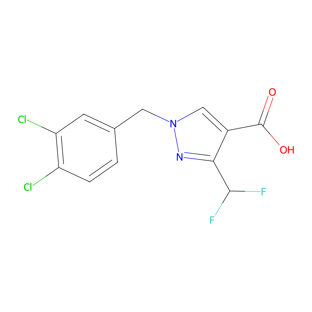 1-(3,4-Dichlorobenzyl)-3-(difluoromethyl)-1H-pyrazole-4-carboxylic acid molecular structure, CAS 1946813-43-9