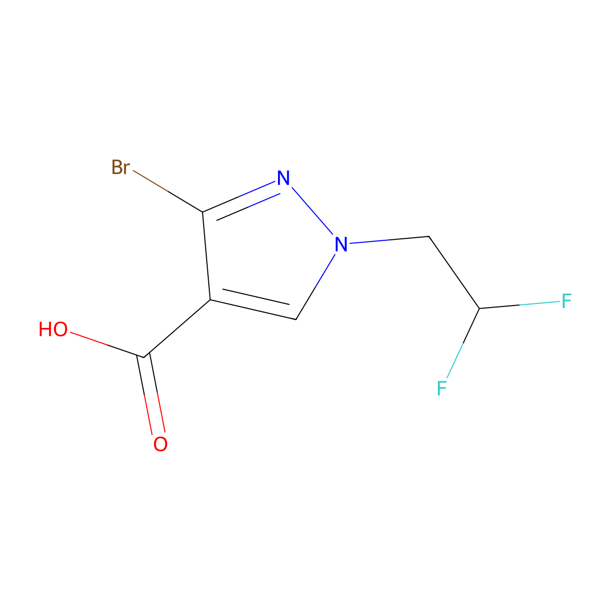 3-Bromo-1-(2,2-difluoroethyl)-1H-pyrazole-4-carboxylic acid molecular structure, CAS 1946813-50-8