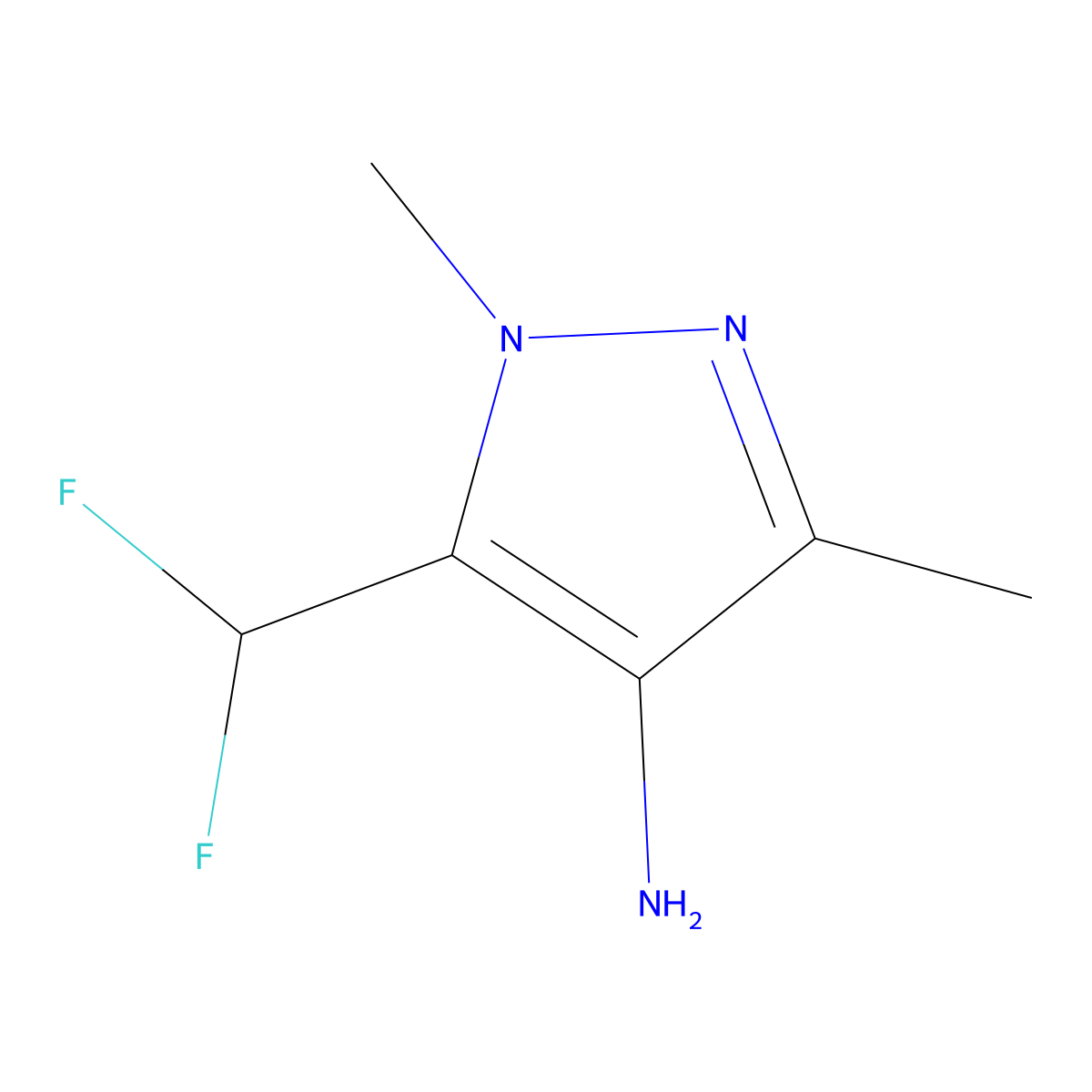 5-(difluoromethyl)-1,3-dimethyl-1H-pyrazol-4-amine molecular structure, CAS 1946813-54-2