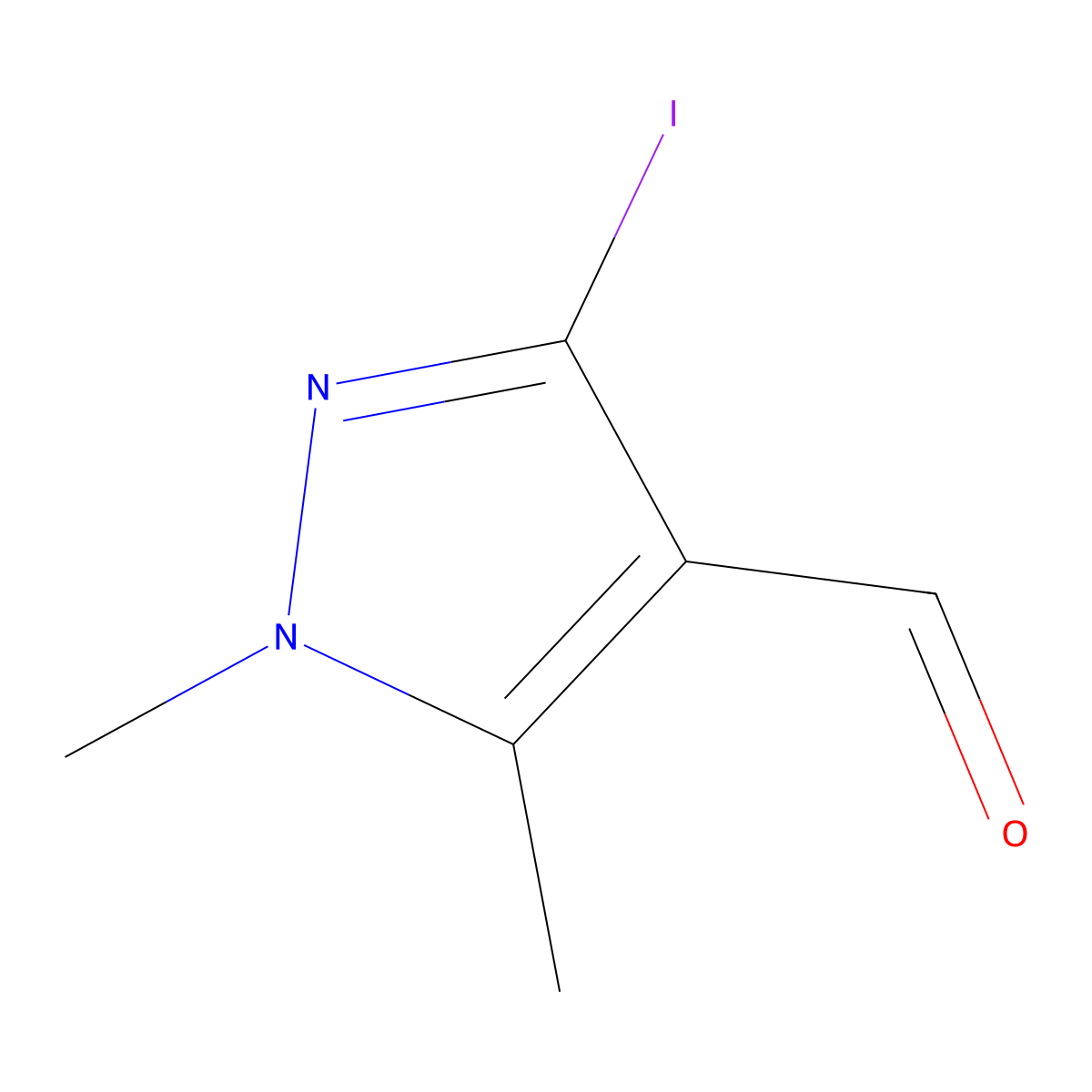 3-iodo-1,5-dimethyl-1H-pyrazole-4-carbaldehyde molecular structure, CAS 1946813-69-9