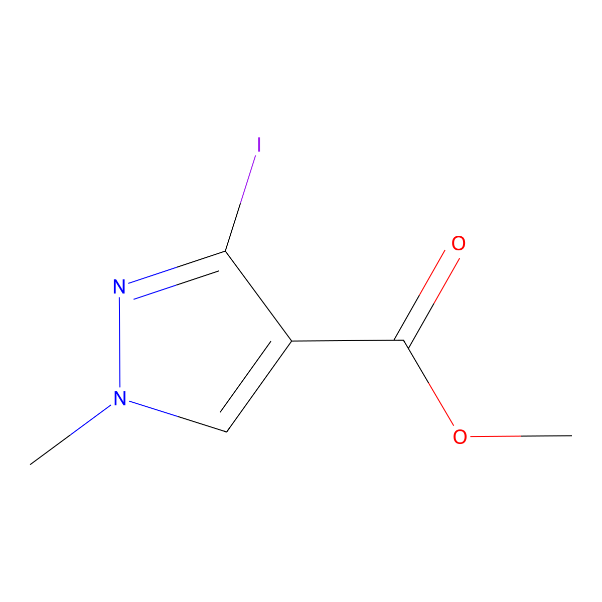Methyl 3-iodo-1-methyl-1H-pyrazole-4-carboxylate molecular structure, CAS 1946813-81-5