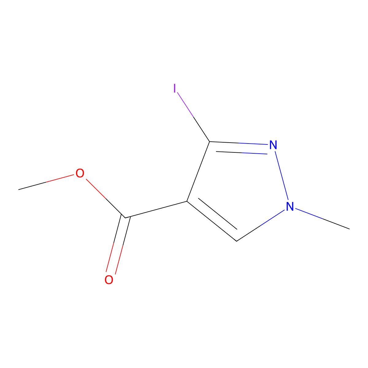 Methyl 3-iodo-1-methyl-1H-pyrazole-4-carboxylate molecular structure, CAS 1946813-81-5