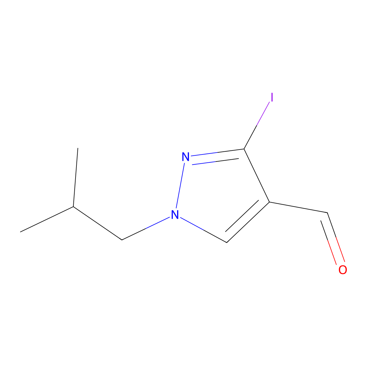 3-Iodo-1-isobutyl-1H-pyrazole-4-carbaldehyde molecular structure, CAS 1946813-89-3