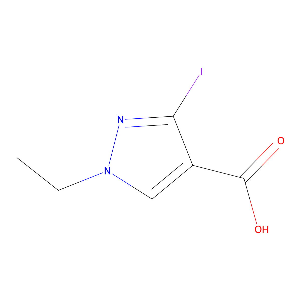 1-Ethyl-3-iodo-1H-pyrazole-4-carboxylic acid molecular structure, CAS 1946813-90-6