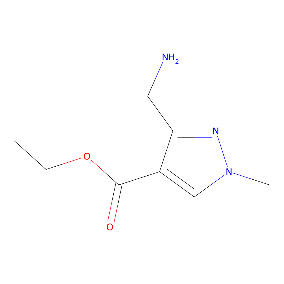 ethyl 3-(aminomethyl)-1-methyl-1H-pyrazole-4-carboxylate molecular structure, CAS 1946813-91-7