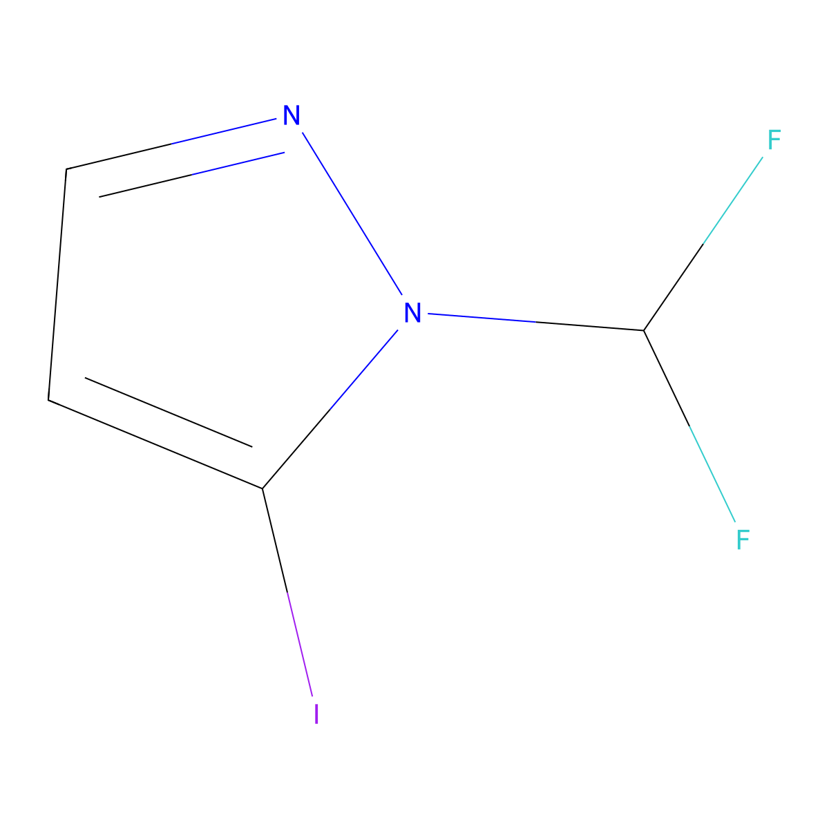 1-(difluoromethyl)-5-iodo-1H-pyrazole molecular structure, CAS 1946814-00-1