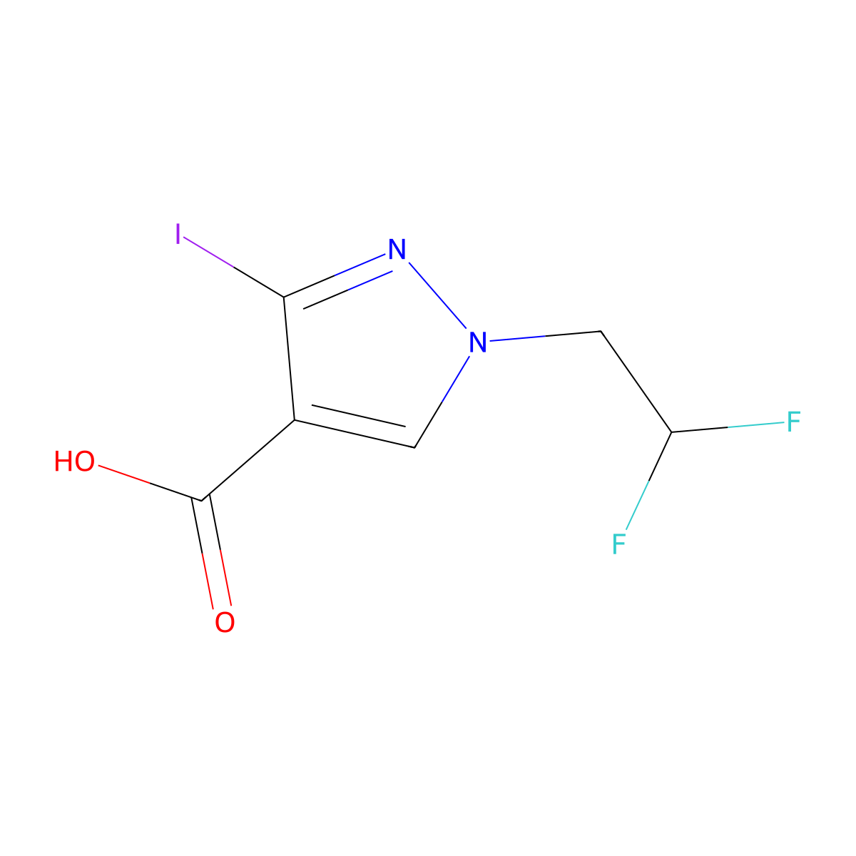 1-(2,2-Difluoroethyl)-3-iodo-1H-pyrazole-4-carboxylic acid molecular structure, CAS 1946814-04-5