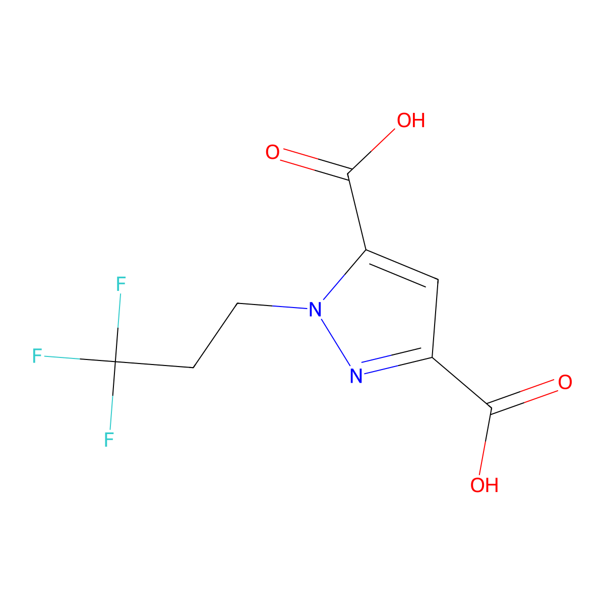 1-(3,3,3-Trifluoropropyl)-1H-pyrazole-3,5-dicarboxylic acid molecular structure, CAS 1946814-09-0