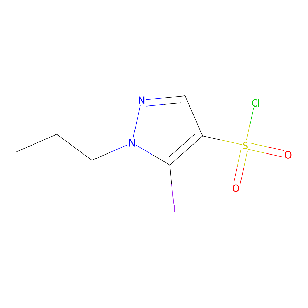 5-Iodo-1-propyl-1H-pyrazole-4-sulfonyl chloride molecular structure, CAS 1946816-90-5