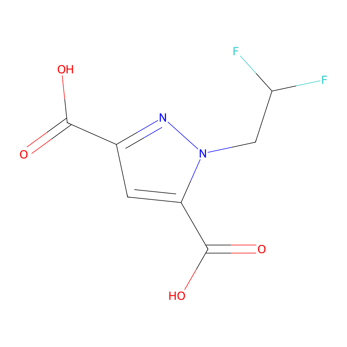 1-(2,2-difluoroethyl)-1H-pyrazole-3,5-dicarboxylic acid molecular structure, CAS 1946816-92-7