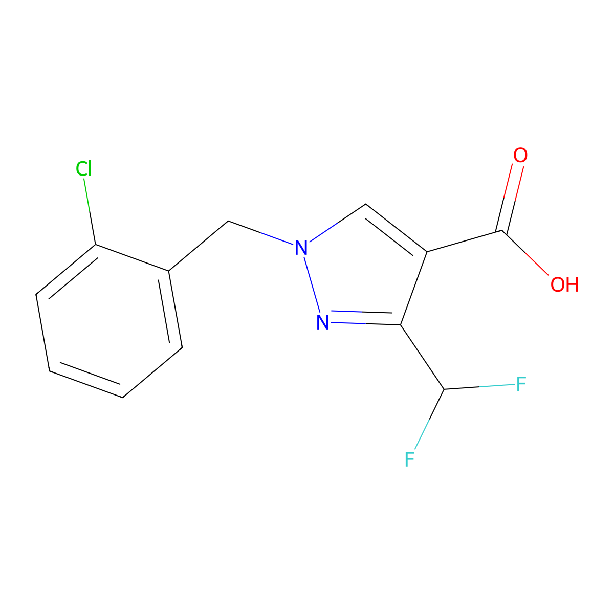 1-(2-Chlorobenzyl)-3-(difluoromethyl)-1H-pyrazole-4-carboxylic acid molecular structure, CAS 1946817-02-2