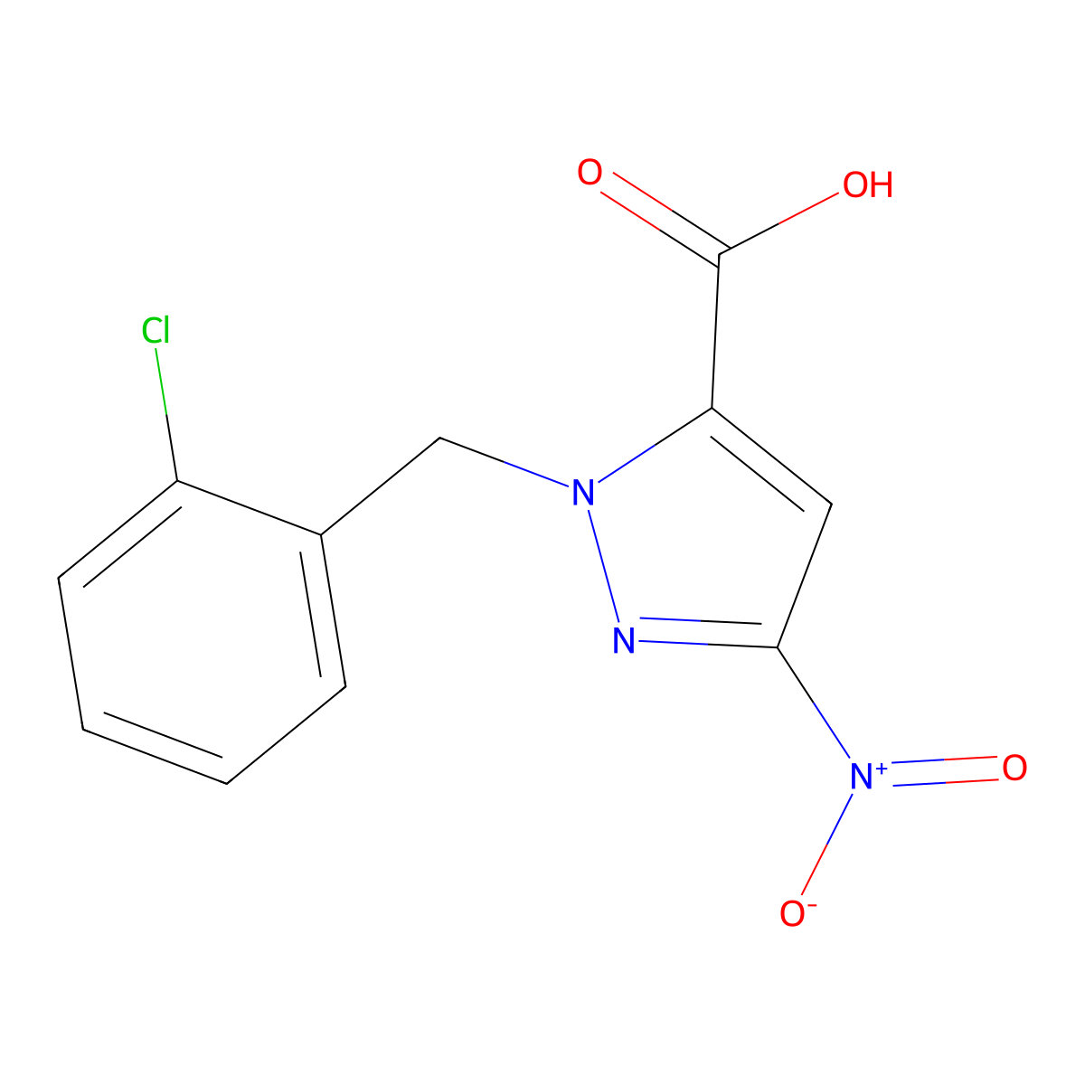 1-(2-Chlorobenzyl)-3-nitro-1H-pyrazole-5-carboxylic acid molecular structure, CAS 1946817-09-9