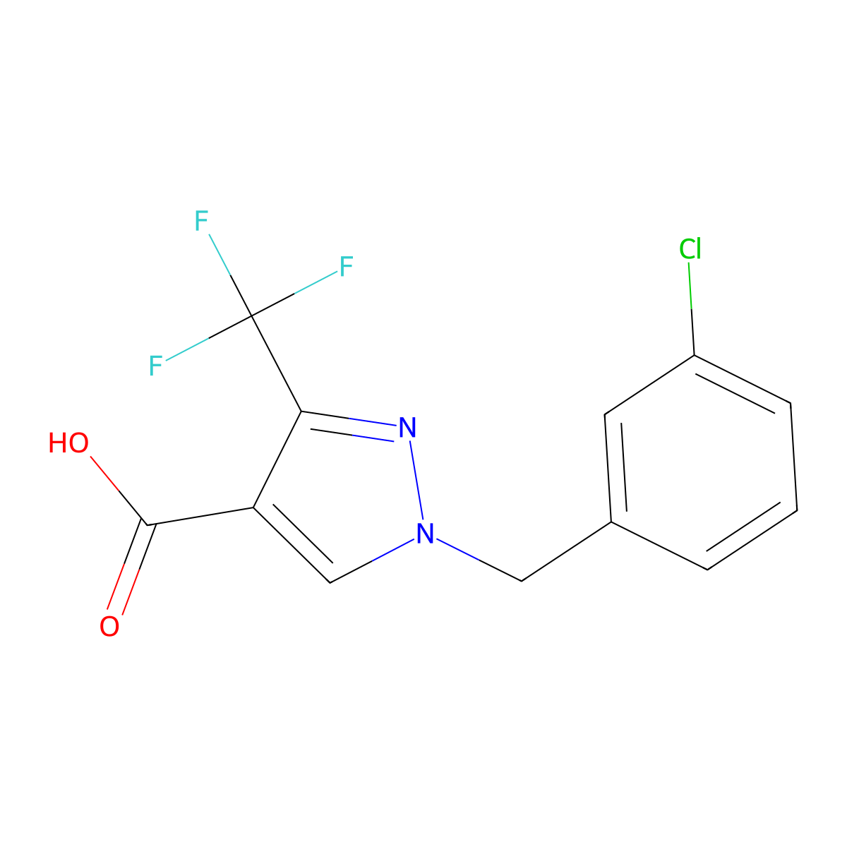 1-(3-Chlorobenzyl)-3-(trifluoromethyl)-1H-pyrazole-4-carboxylic acid molecular structure, CAS 1946817-15-7