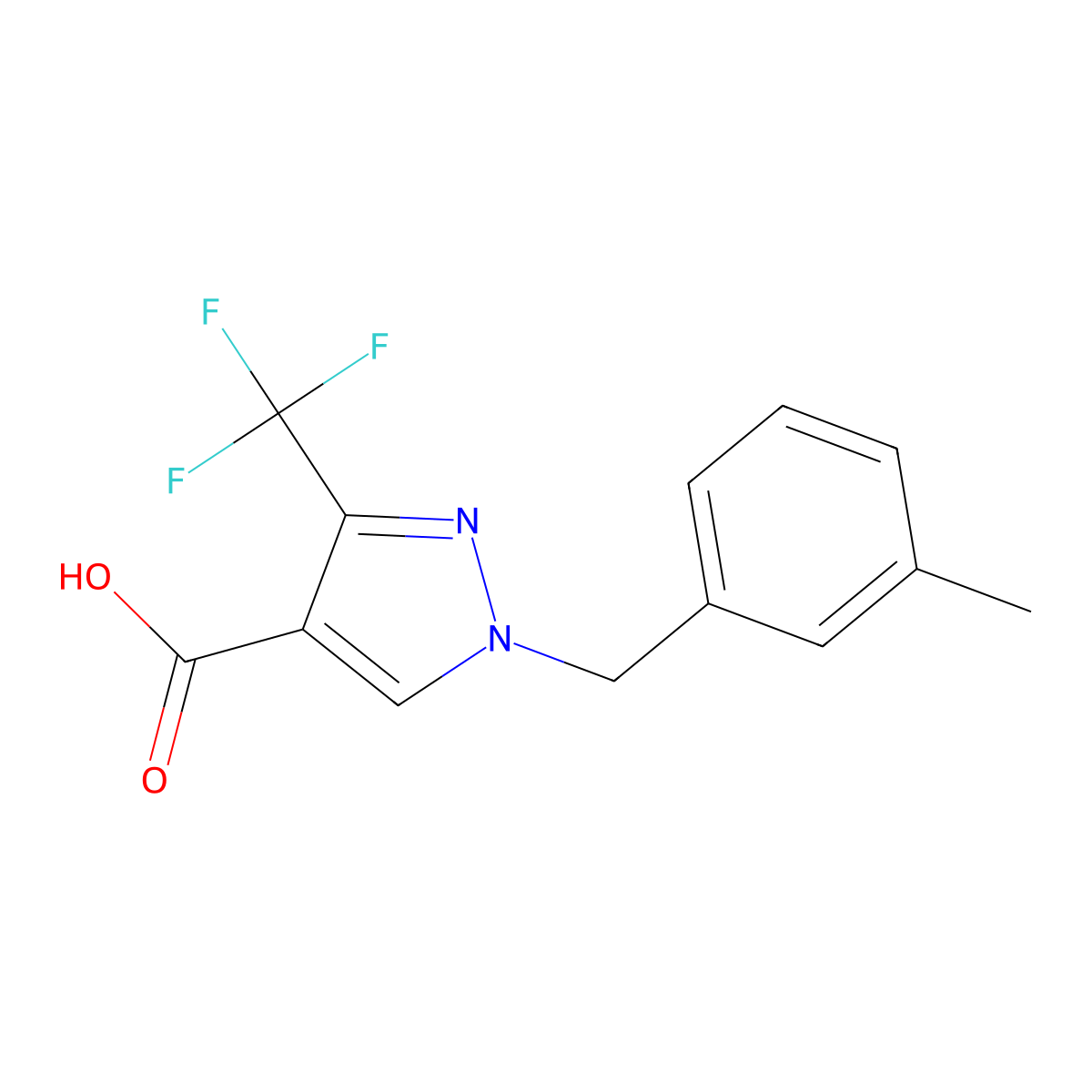 1-(3-Methylbenzyl)-3-(trifluoromethyl)-1H-pyrazole-4-carboxylic acid molecular structure, CAS 1946817-18-0