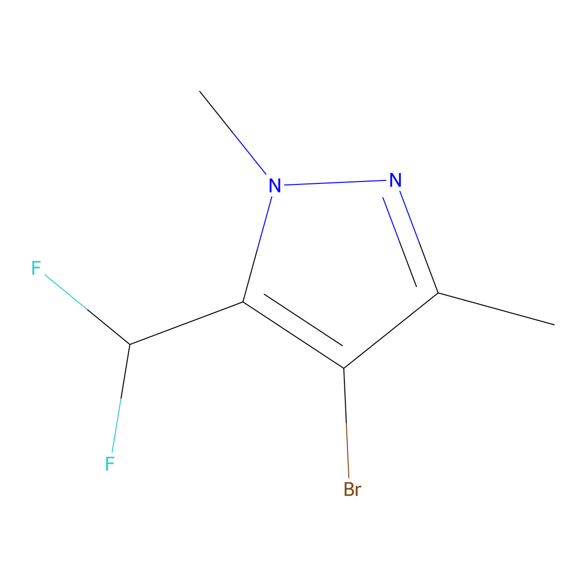 4-bromo-5-(difluoromethyl)-1,3-dimethyl-1H-pyrazole molecular structure, CAS 1946817-19-1