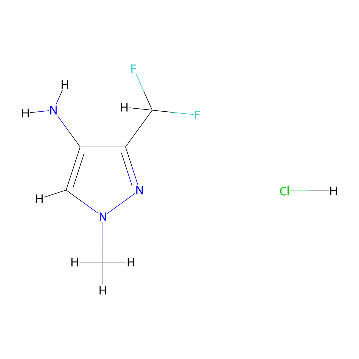 3-(difluoromethyl)-1-methyl-1H-pyrazol-4-amine hydrochloride molecular structure, CAS 1946817-21-5