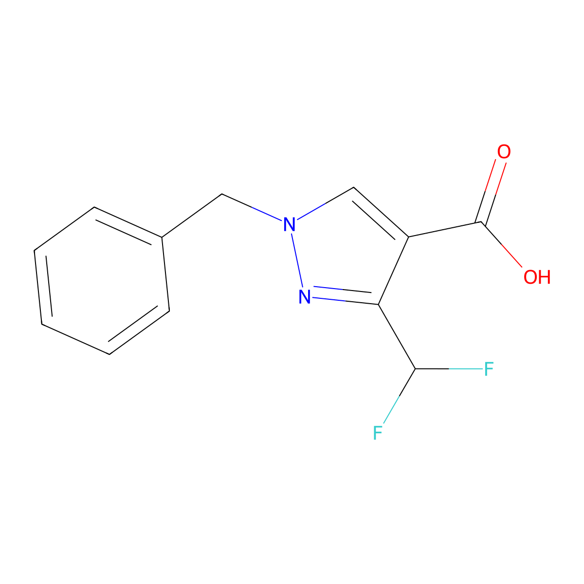1-Benzyl-3-(difluoromethyl)-1H-pyrazole-4-carboxylic acid molecular structure, CAS 1946817-32-8