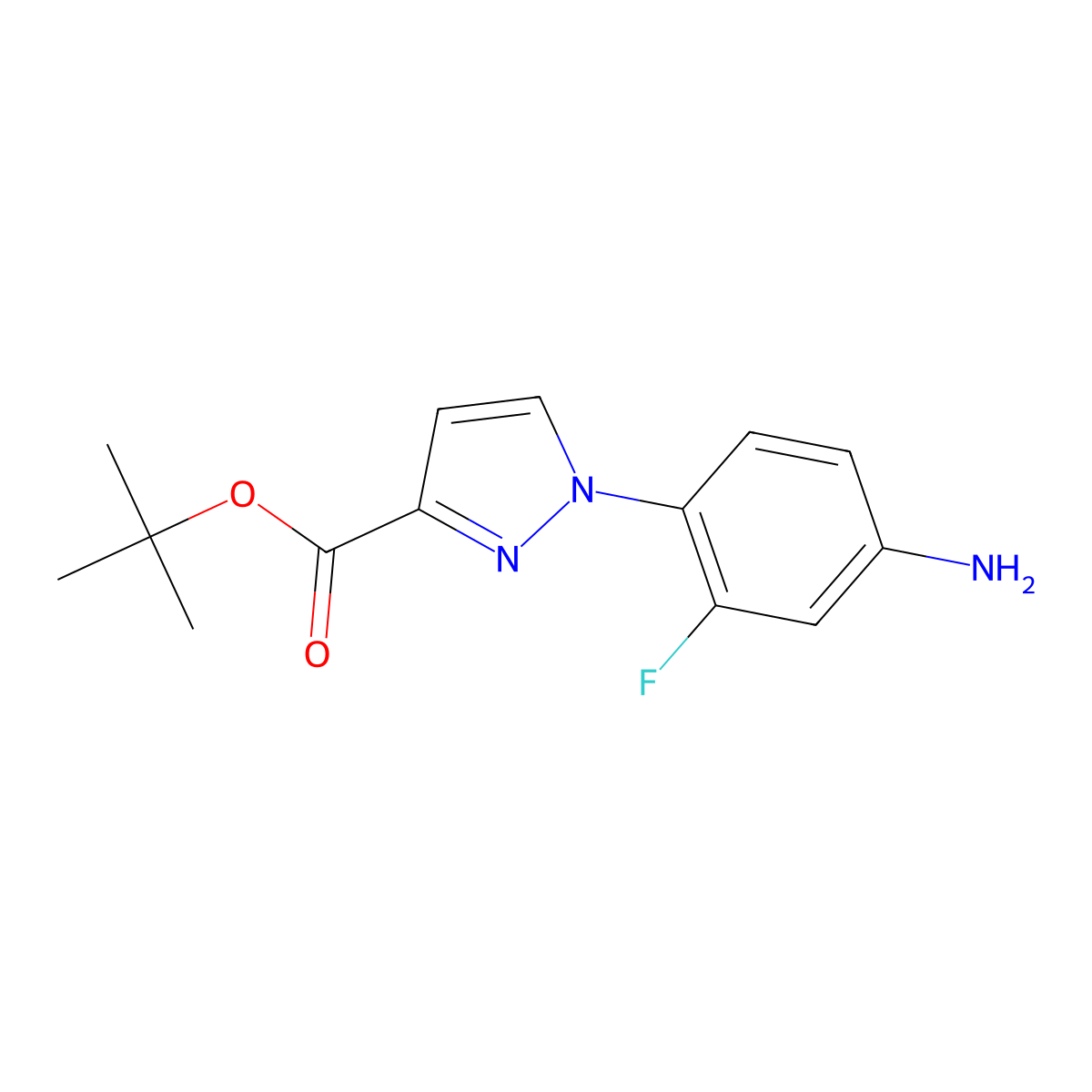 tert-butyl 1-(4-amino-2-fluorophenyl)-1H-pyrazole-3-carboxylate molecular structure, CAS 1946817-45-3