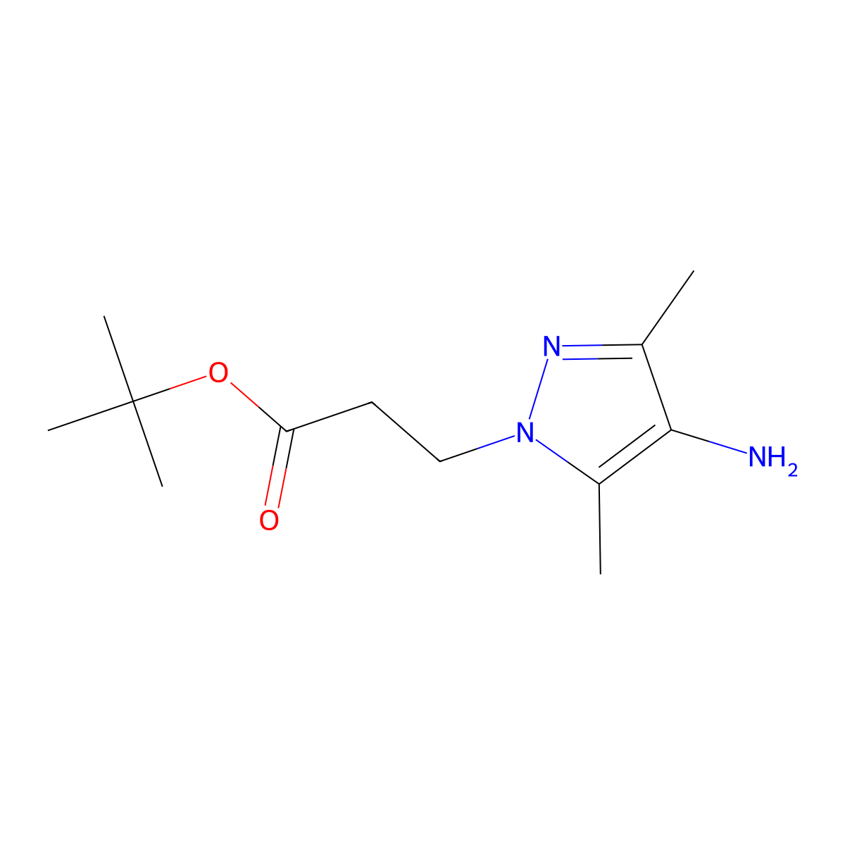 tert-butyl 3-(4-amino-3,5-dimethyl-1H-pyrazol-1-yl)propanoate molecular structure, CAS 1946817-48-6