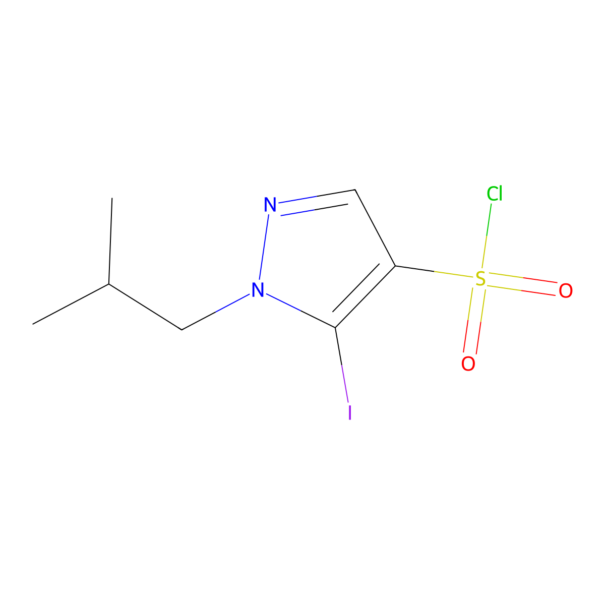 5-Iodo-1-isobutyl-1H-pyrazole-4-sulfonyl chloride molecular structure, CAS 1946817-60-2
