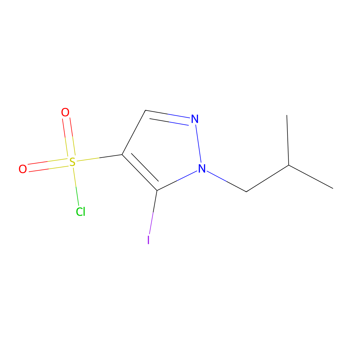 5-Iodo-1-isobutyl-1H-pyrazole-4-sulfonyl chloride molecular structure, CAS 1946817-60-2