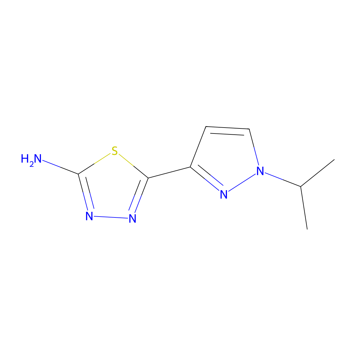 5-[1-(propan-2-yl)-1H-pyrazol-3-yl]-1,3,4-thiadiazol-2-amine molecular structure, CAS 1946817-67-9