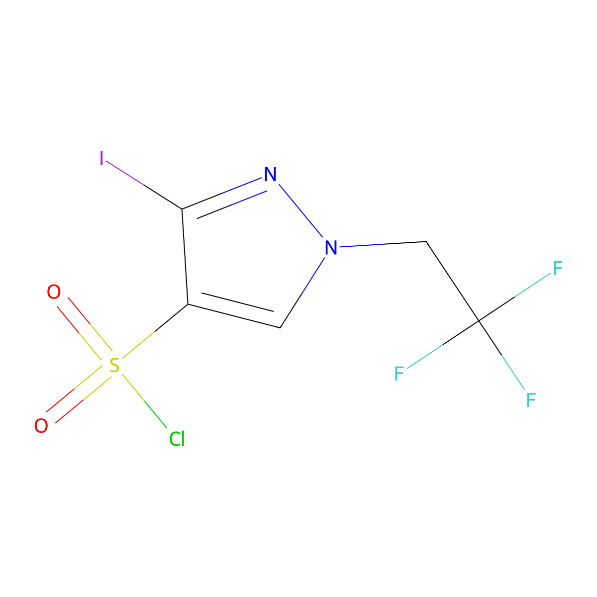 3-Iodo-1-(2,2,2-trifluoroethyl)-1H-pyrazole-4-sulfonyl chloride molecular structure, CAS 1946817-73-7