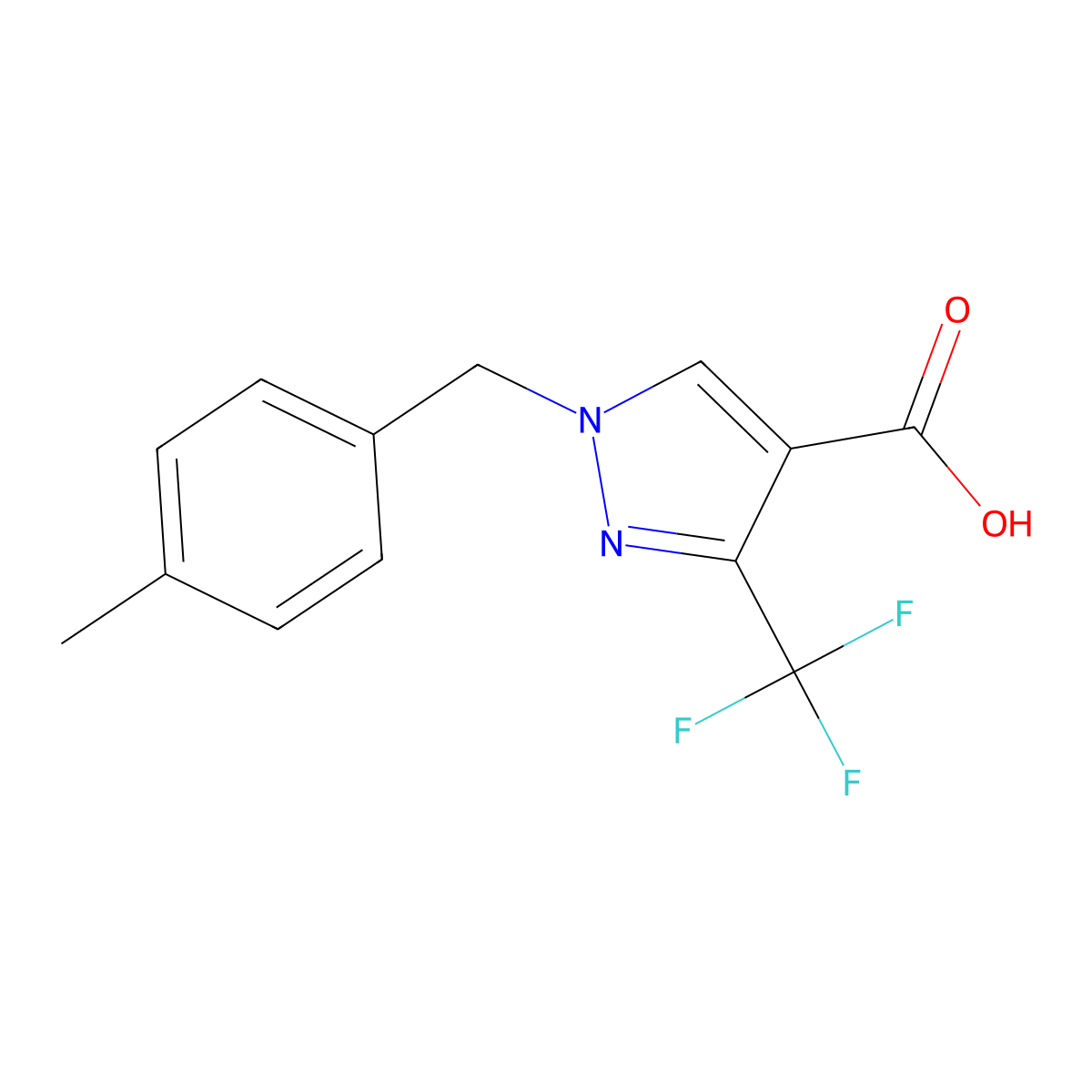 1-(4-Methylbenzyl)-3-(trifluoromethyl)-1H-pyrazole-4-carboxylic acid molecular structure, CAS 1946817-74-8