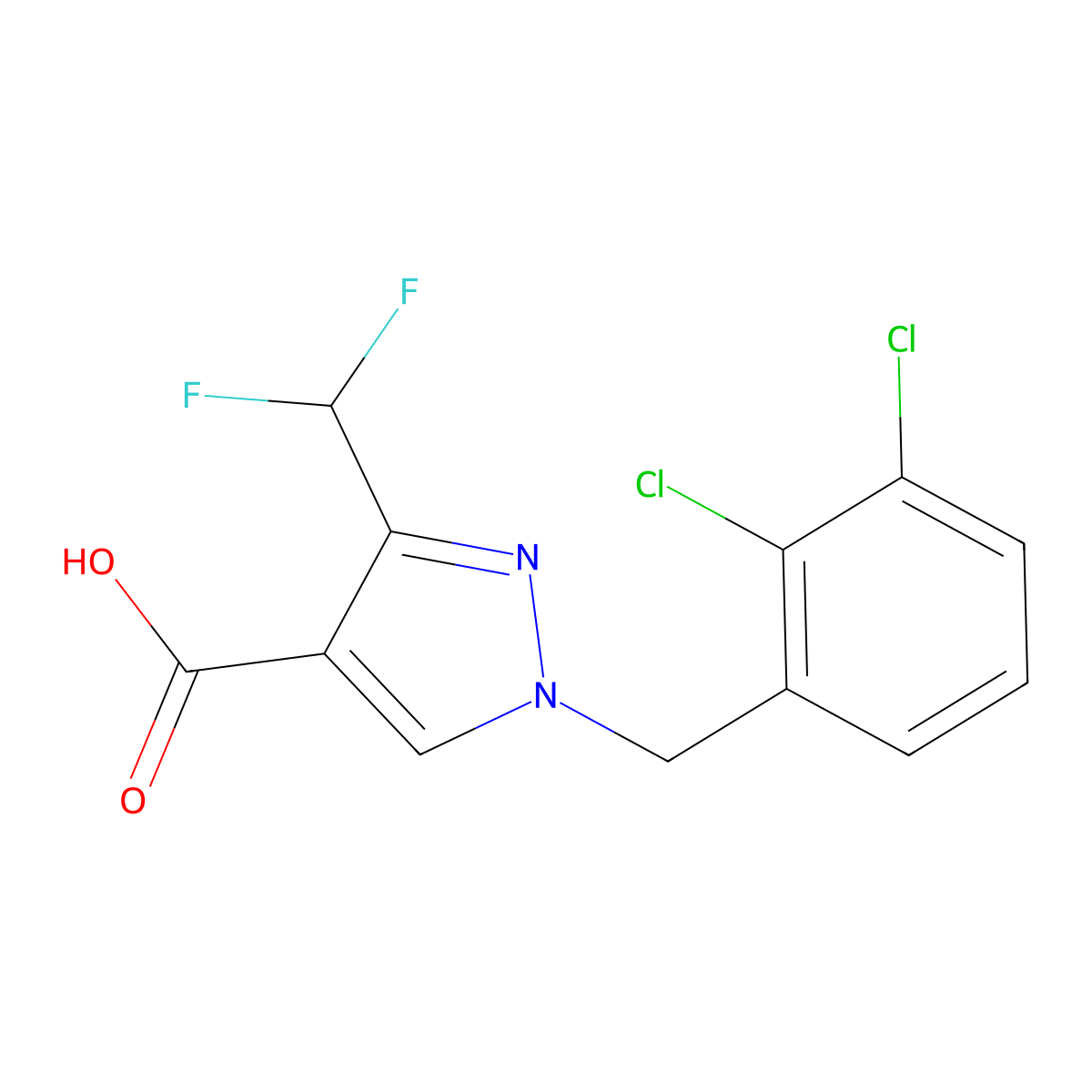 1-(2,3-Dichlorobenzyl)-3-(difluoromethyl)-1H-pyrazole-4-carboxylic acid molecular structure, CAS 1946818-10-5