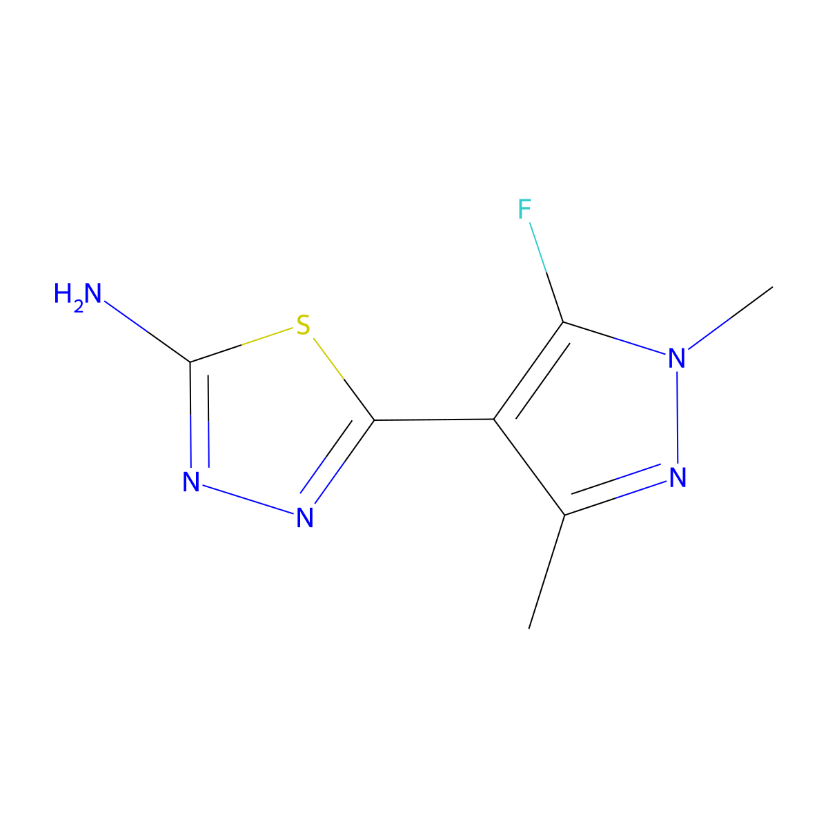 5-(5-fluoro-1,3-dimethyl-1H-pyrazol-4-yl)-1,3,4-thiadiazol-2-amine molecular structure, CAS 1946818-12-7