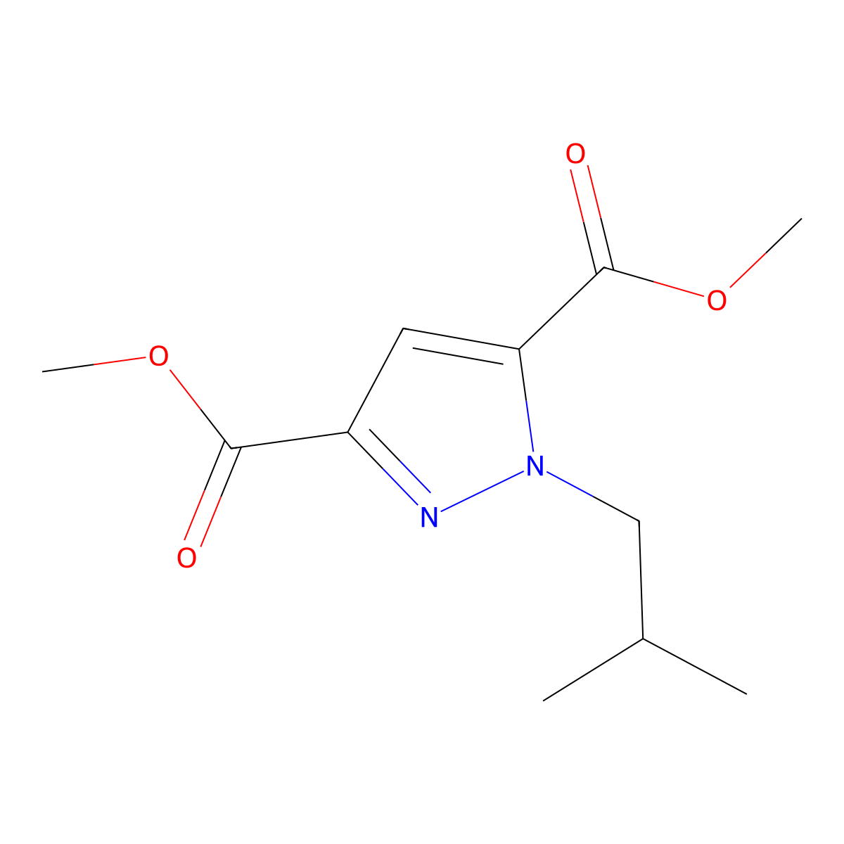 Dimethyl 1-isobutyl-1H-pyrazole-3,5-dicarboxylate molecular structure, CAS 1946818-21-8