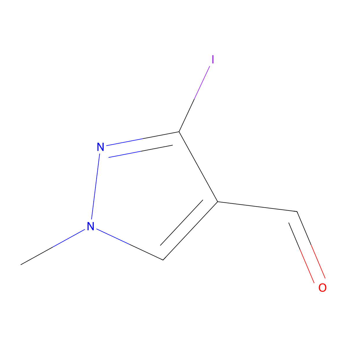 3-iodo-1-methyl-1H-pyrazole-4-carbaldehyde molecular structure, CAS 1946818-23-0
