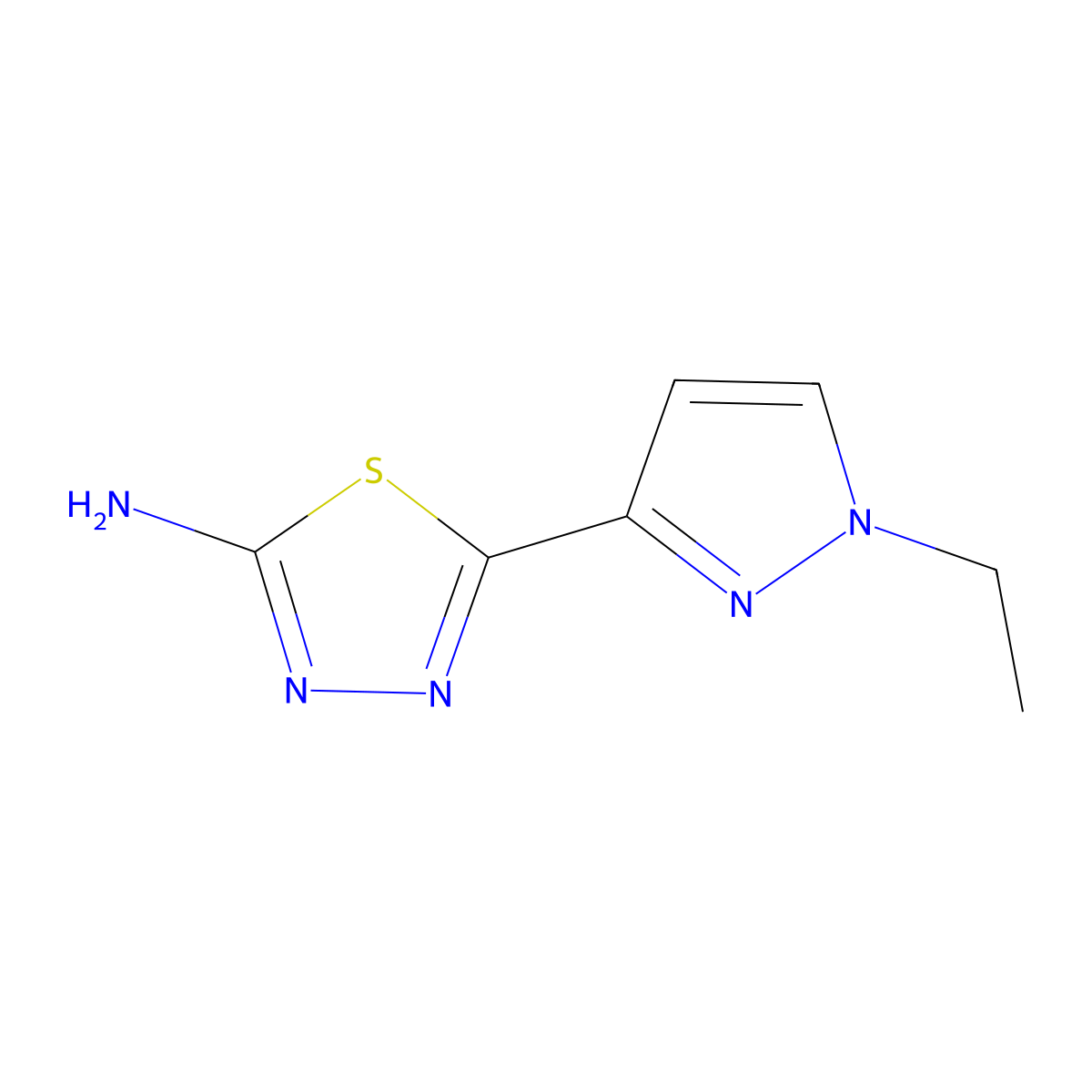 5-(1-Ethyl-1H-pyrazol-3-yl)-1,3,4-thiadiazol-2-amine molecular structure, CAS 1946818-27-4