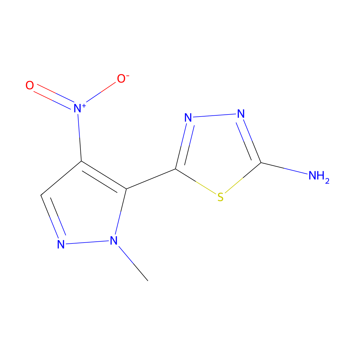 5-(1-Methyl-4-nitro-1H-pyrazol-5-yl)-1,3,4-thiadiazol-2-amine molecular structure, CAS 1946818-28-5