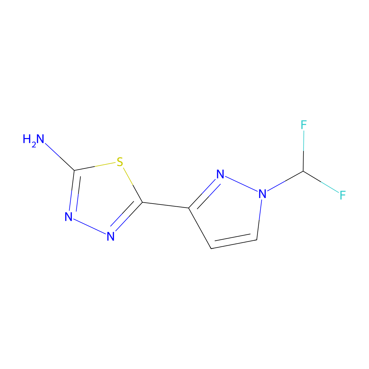 5-[1-(Difluoromethyl)-1H-pyrazol-3-yl]-1,3,4-thiadiazol-2-amine molecular structure, CAS 1946818-31-0