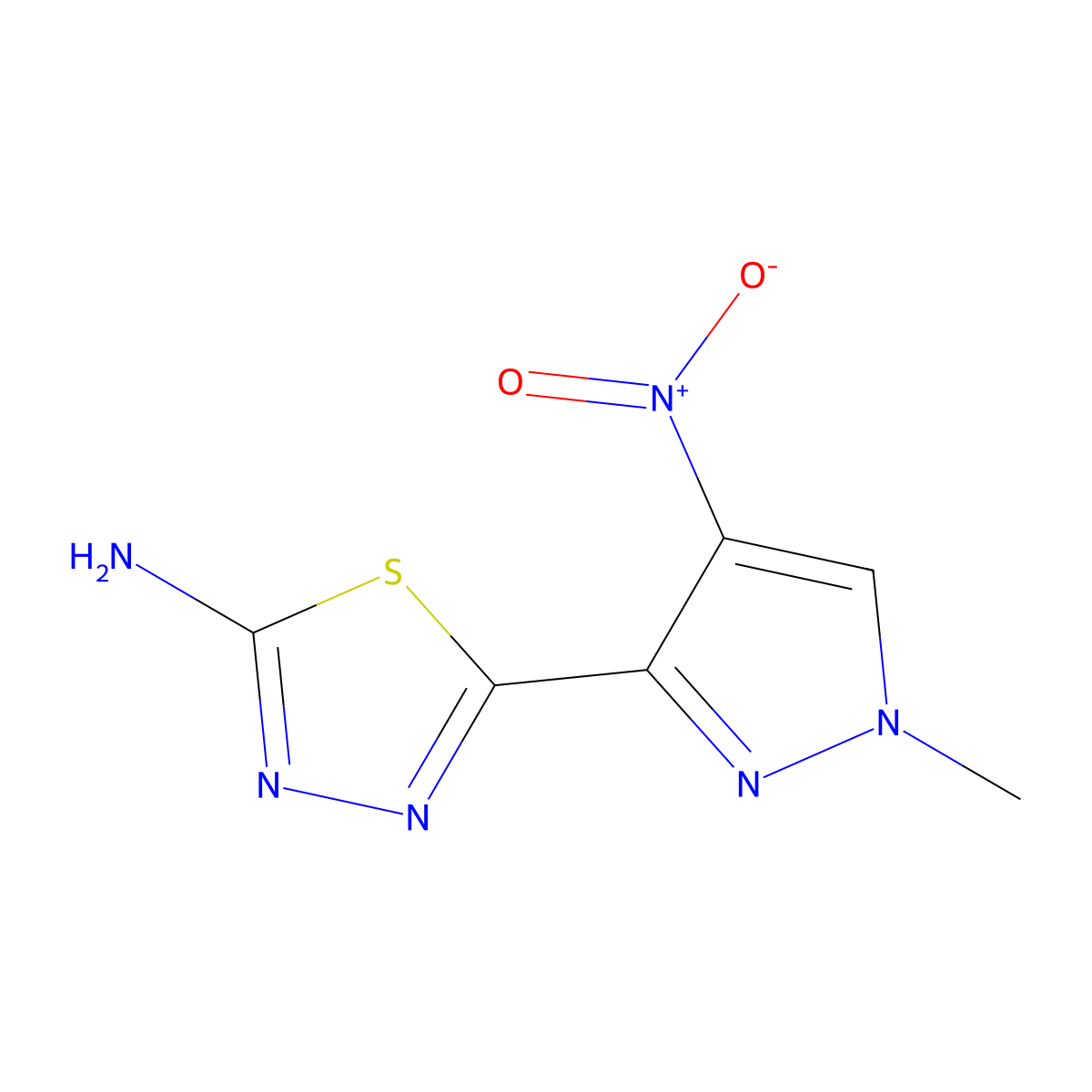 5-(1-Methyl-4-nitro-1H-pyrazol-3-yl)-1,3,4-thiadiazol-2-amine molecular structure, CAS 1946818-33-2