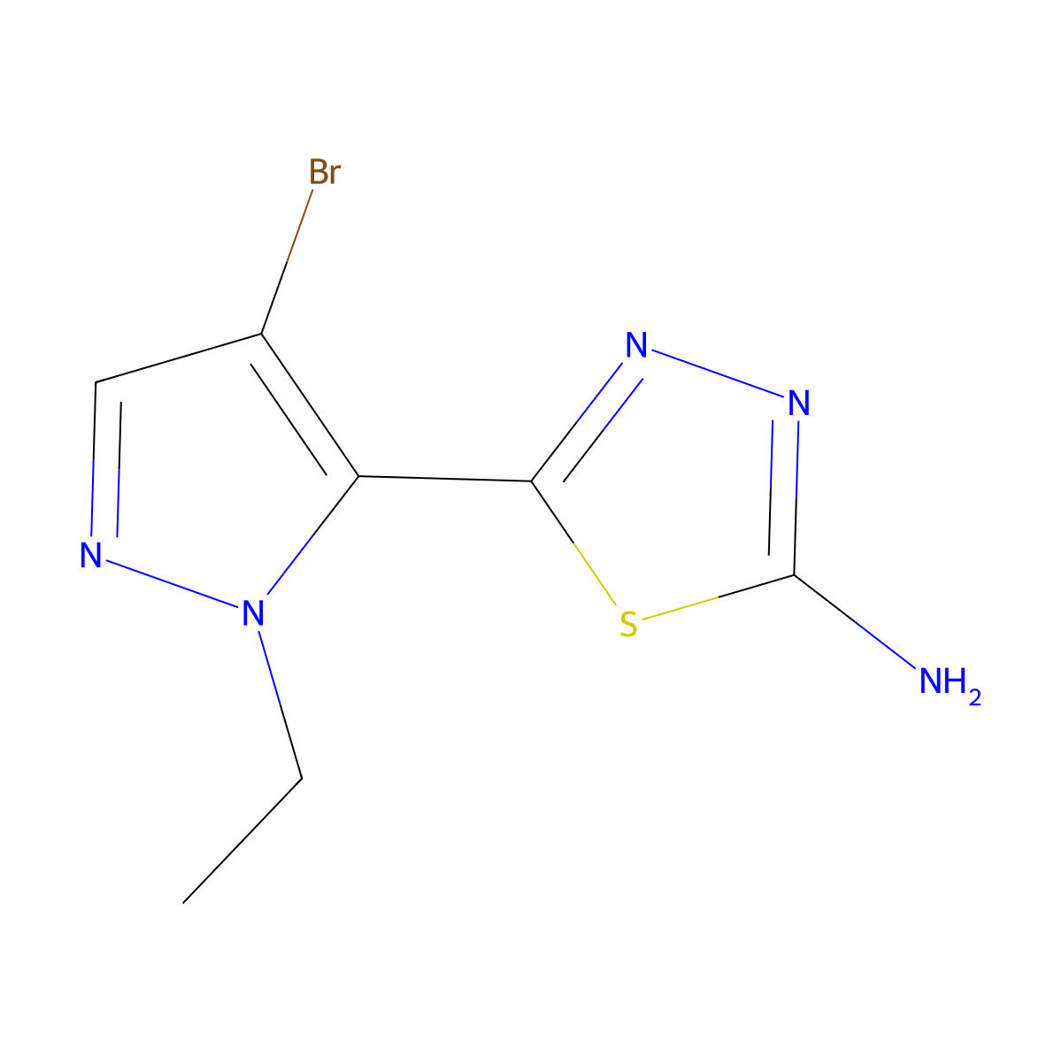 5-(4-bromo-1-ethyl-1H-pyrazol-5-yl)-1,3,4-thiadiazol-2-amine molecular structure, CAS 1946818-34-3
