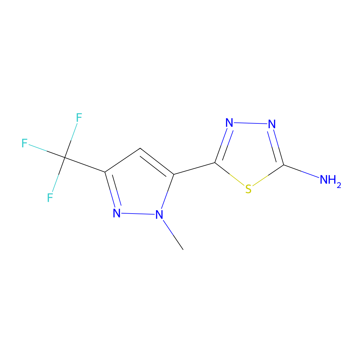 5-[1-methyl-3-(trifluoromethyl)-1H-pyrazol-5-yl]-1,3,4-thiadiazol-2-amine molecular structure, CAS 1946818-38-7