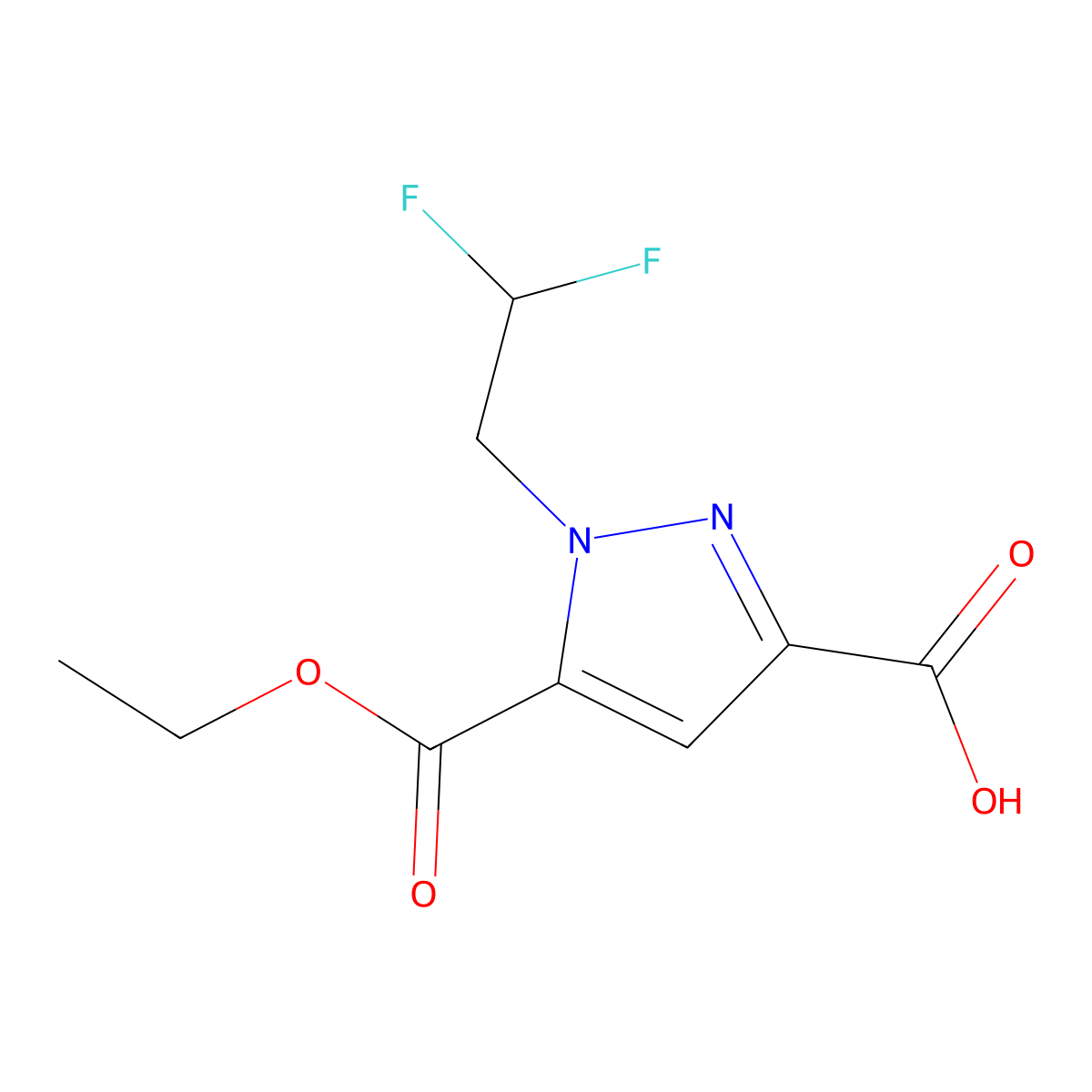 1-(2,2-difluoroethyl)-5-(ethoxycarbonyl)-1H-pyrazole-3-carboxylic acid molecular structure, CAS 1946818-55-8