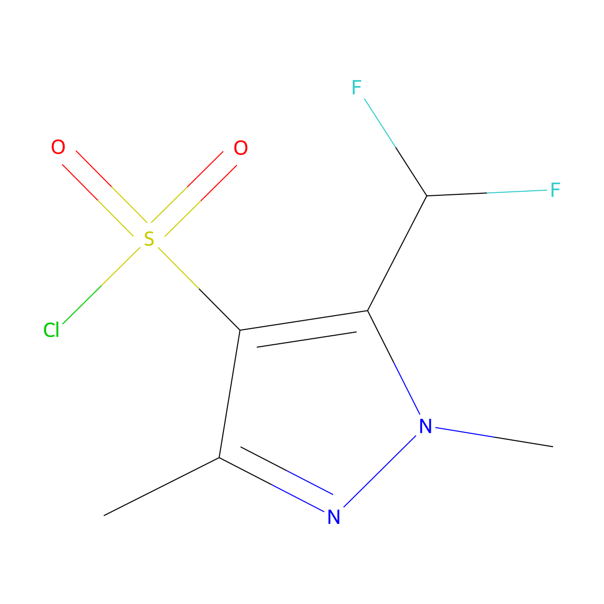 5-(difluoromethyl)-1,3-dimethyl-1H-pyrazole-4-sulfonyl chloride molecular structure, CAS 1946818-58-1