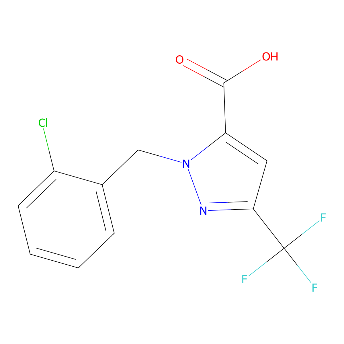 1-(2-Chlorobenzyl)-3-(trifluoromethyl)-1H-pyrazole-5-carboxylic acid molecular structure, CAS 1946818-66-1